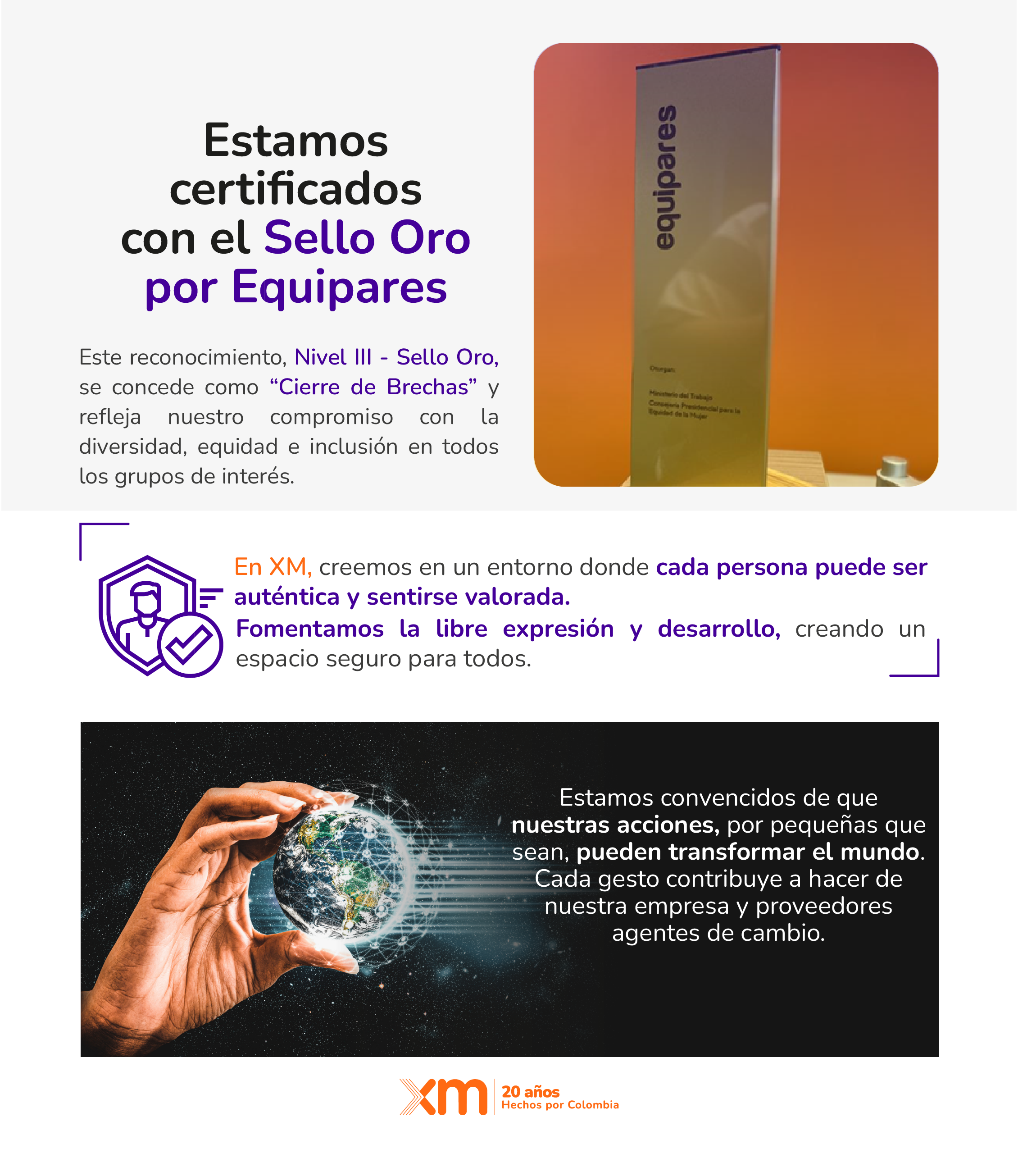 Estamos certificados con el Sello Oro por Equipares
