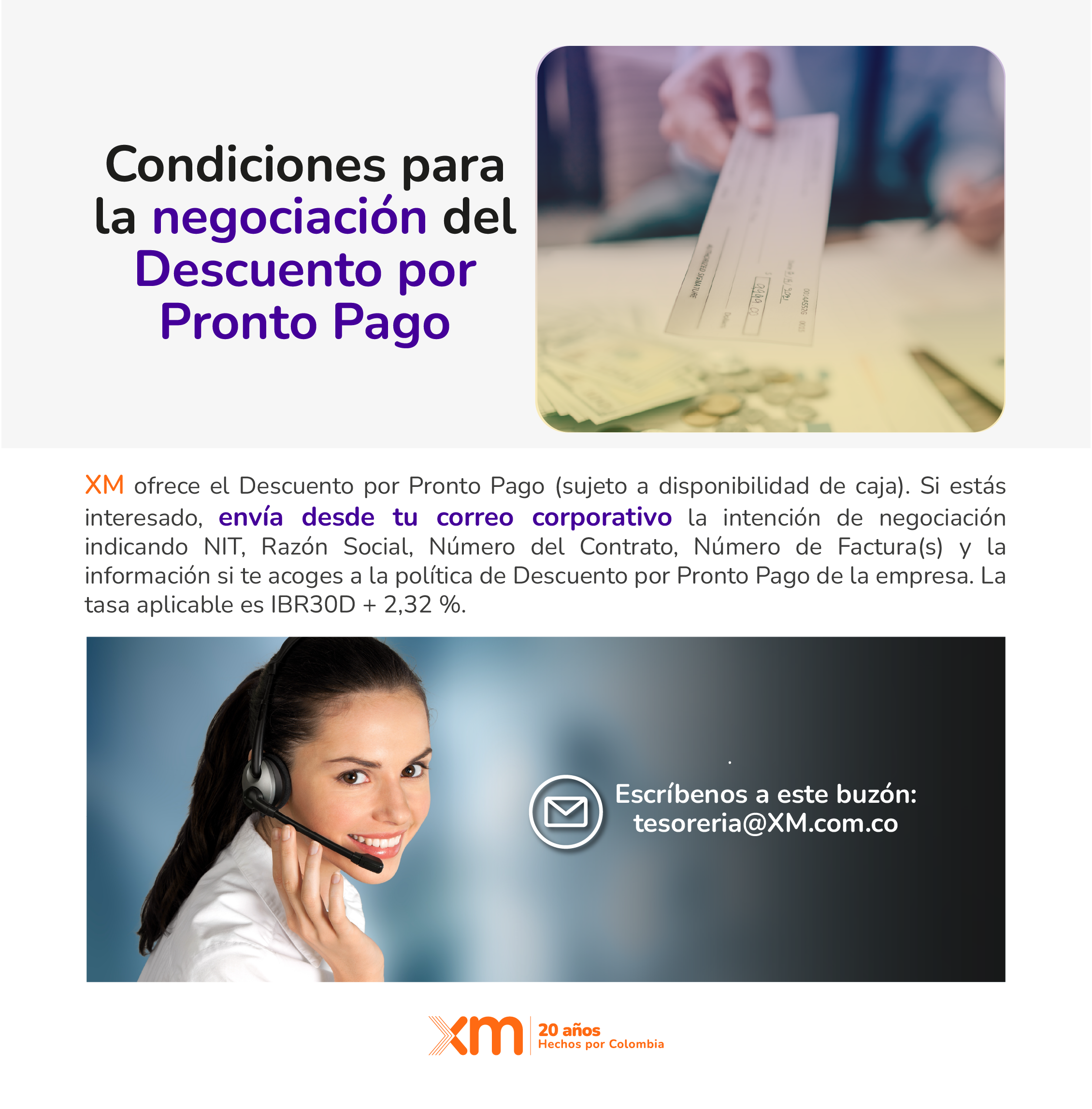 Condiciones para la negociación del Descuento por Pronto Pago
