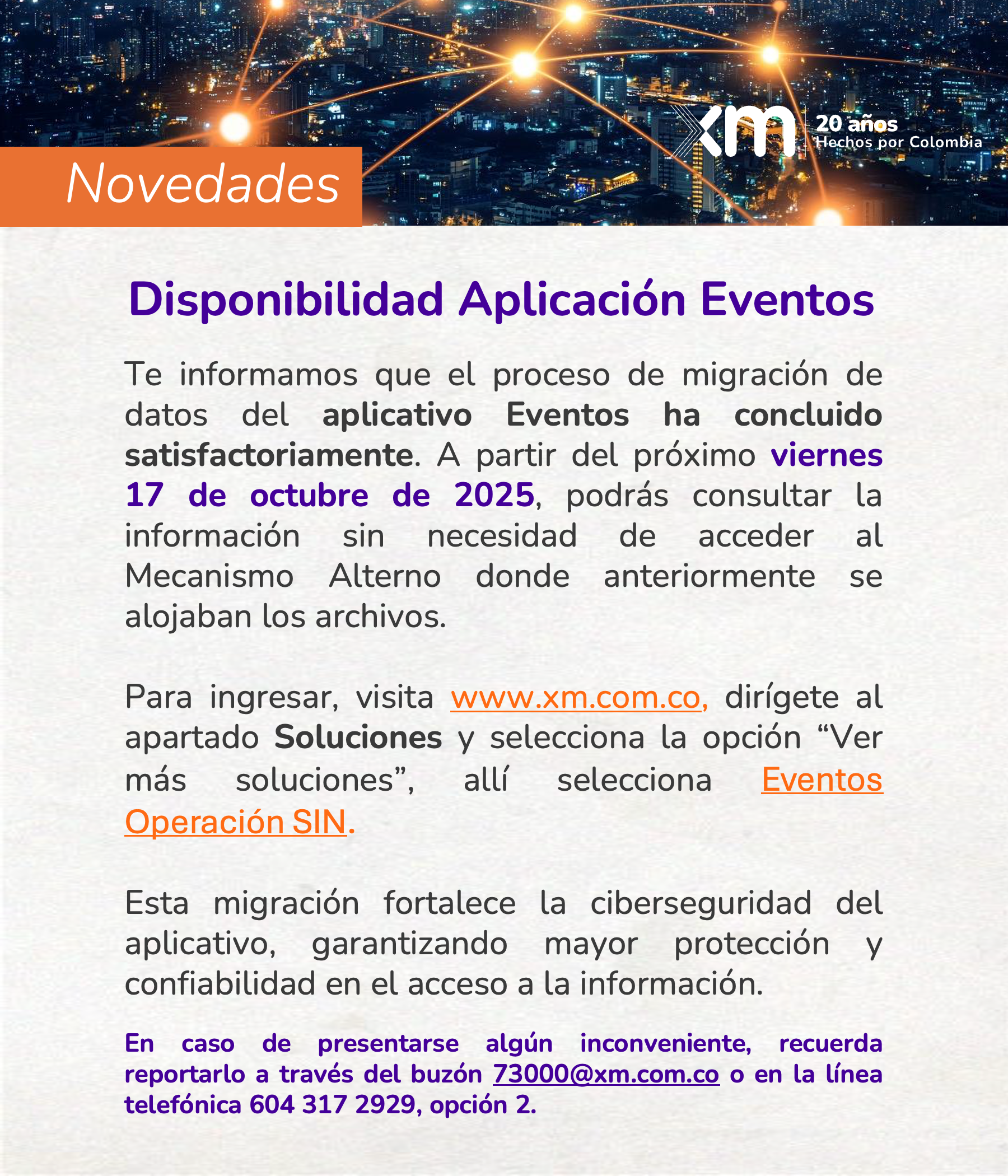 Migración exitosa de página Eventos (17 octubre)