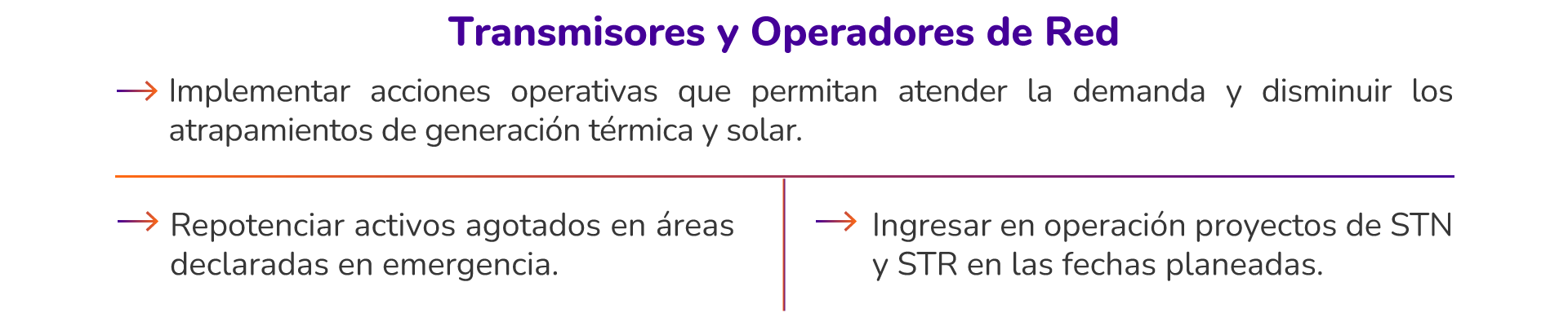 Generadores, transmisores y operadores de red