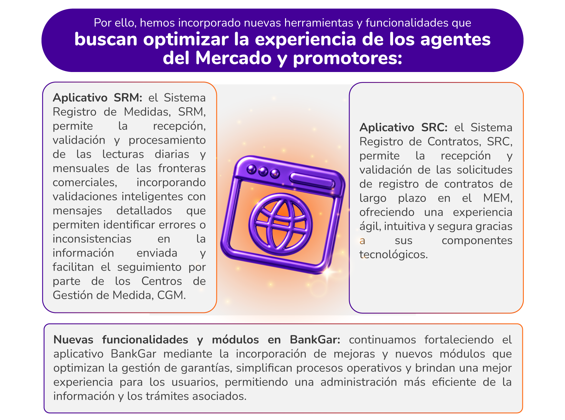 Aplicativos SRM, SRC y BankGar