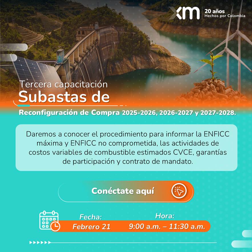Invitación a la tercera capacitación de las subastas de reconfiguración de compra 2025-2026, 2026-2027 y 2027-2028