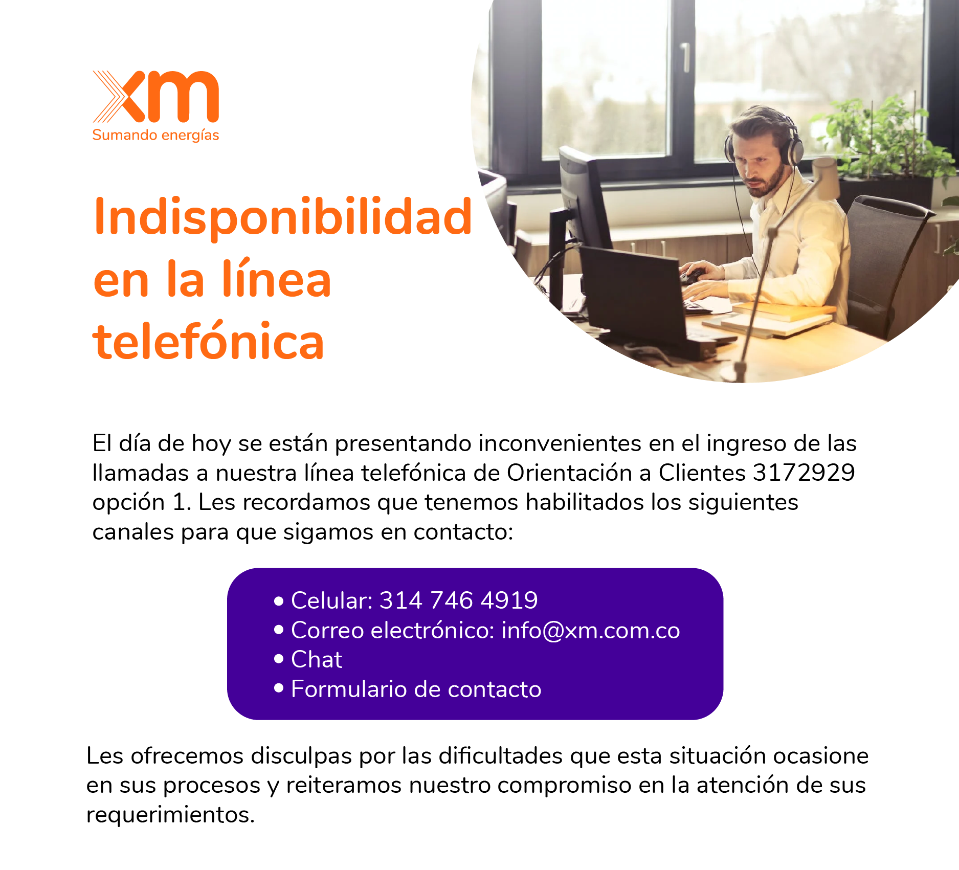 Indisponibilidad línea telefónica