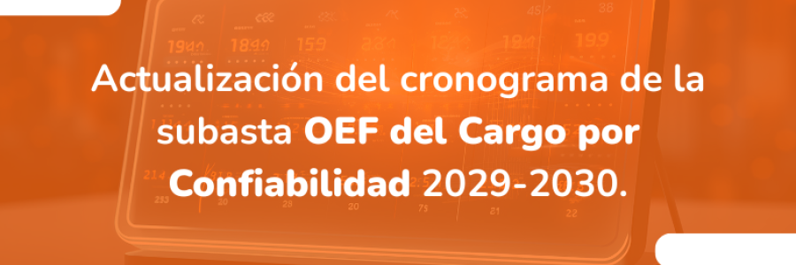 Actualización del cronograma de la subasta OEF del Cargo por Confiabilidad 2029-2030